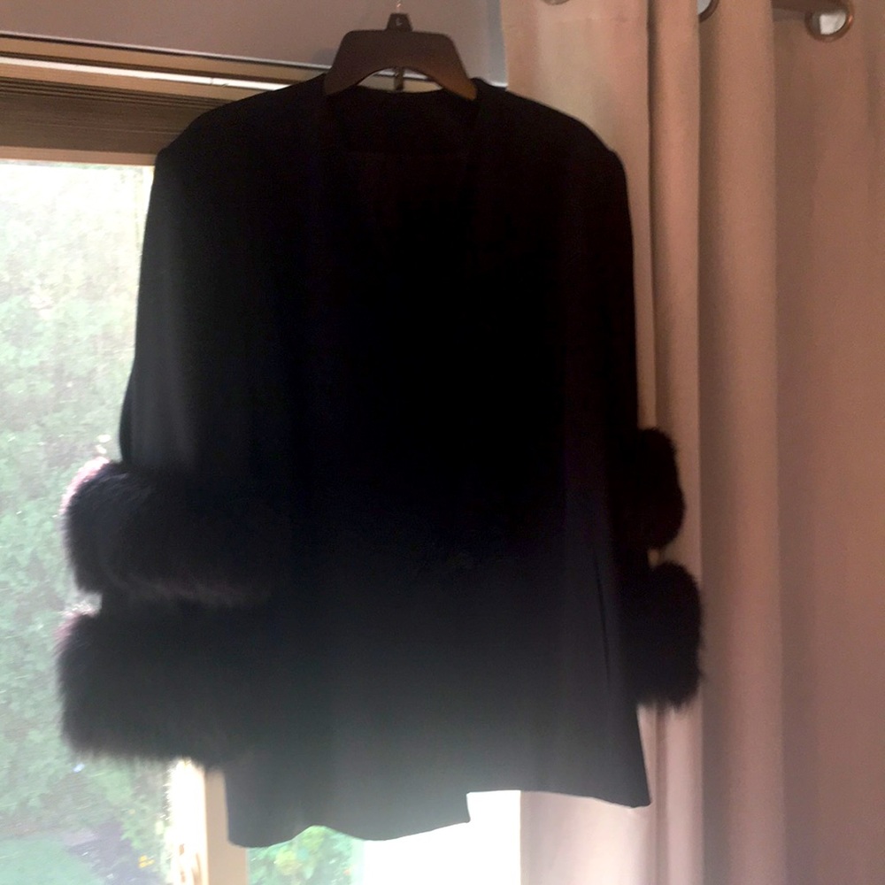 Ladies custom wool and fox jacket